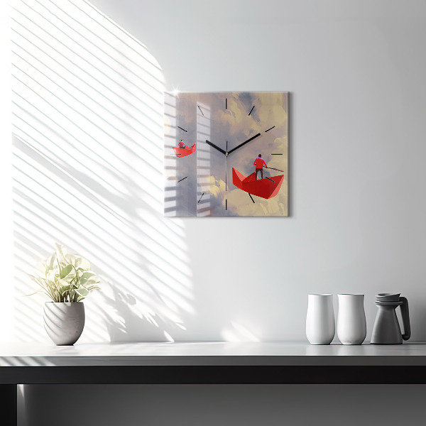 Kwadratowy zegar Papierowe statki