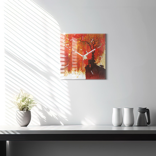 Kwadratowy zegar Panna młoda w jesieni