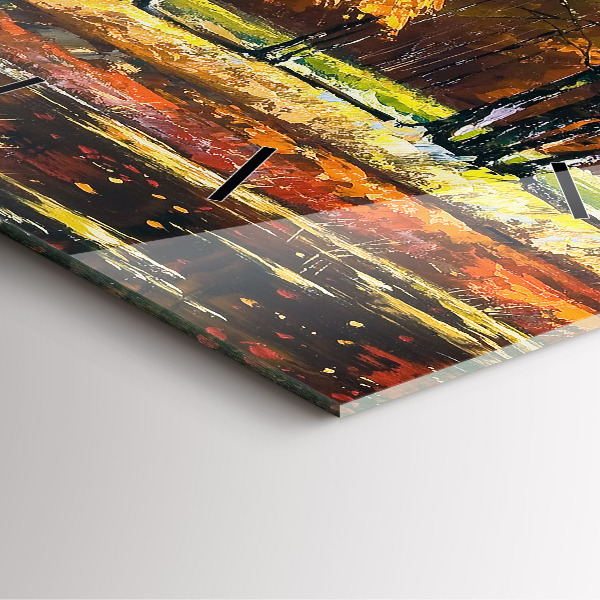 Kwadratowy zegar Jesienny pejzaż z rzeką