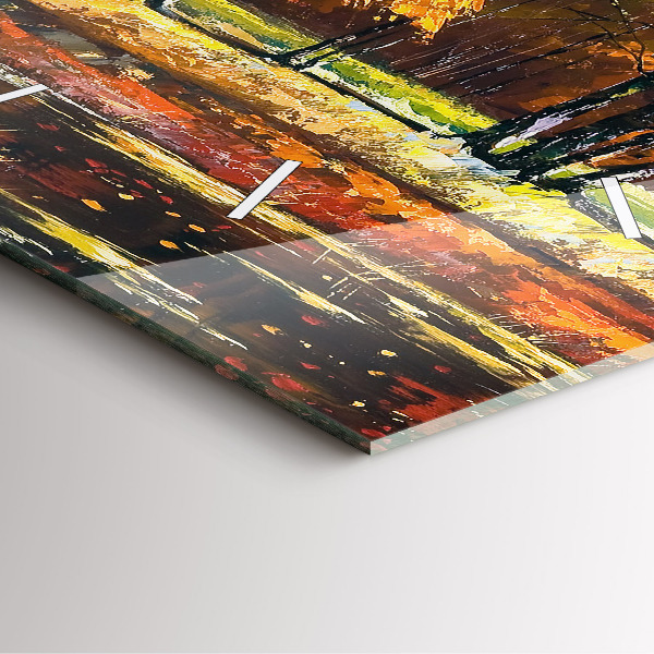 Kwadratowy zegar Jesienny pejzaż z rzeką