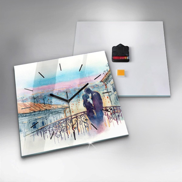 Kwadratowy zegar Ludzie na akwareli