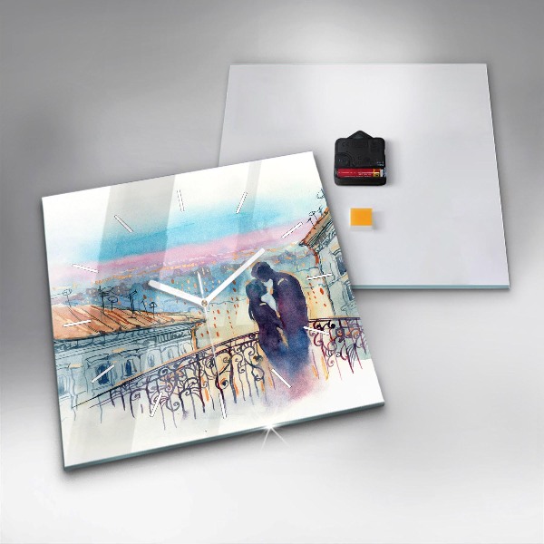 Kwadratowy zegar Ludzie na akwareli