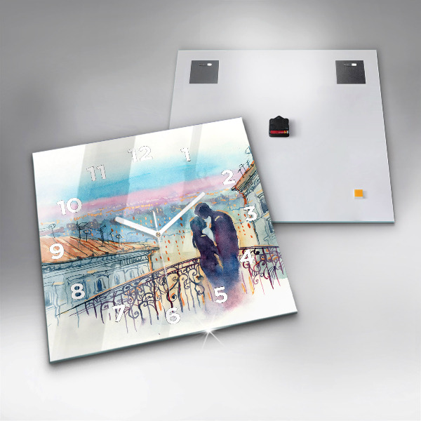 Kwadratowy zegar Ludzie na akwareli