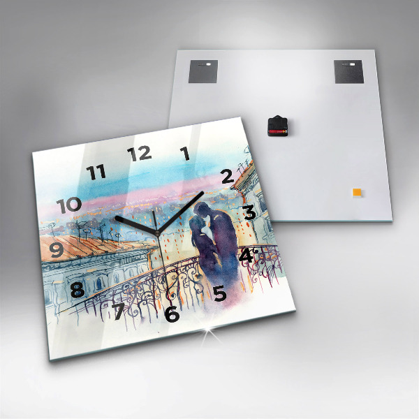 Kwadratowy zegar Ludzie na akwareli