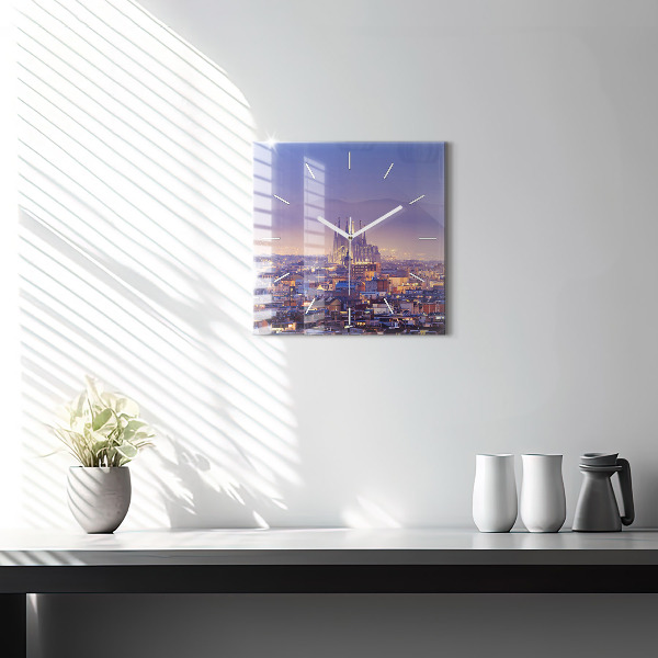 Kwadratowy zegar Widok na Barcelonie