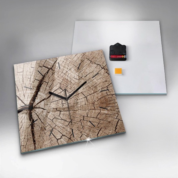 Kwadratowy zegar Stary pień drewna