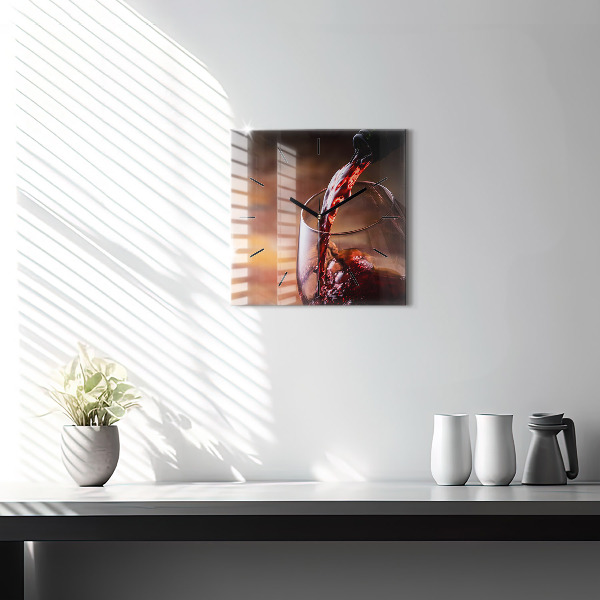 Kwadratowy zegar Kieliszek czerwonego wina