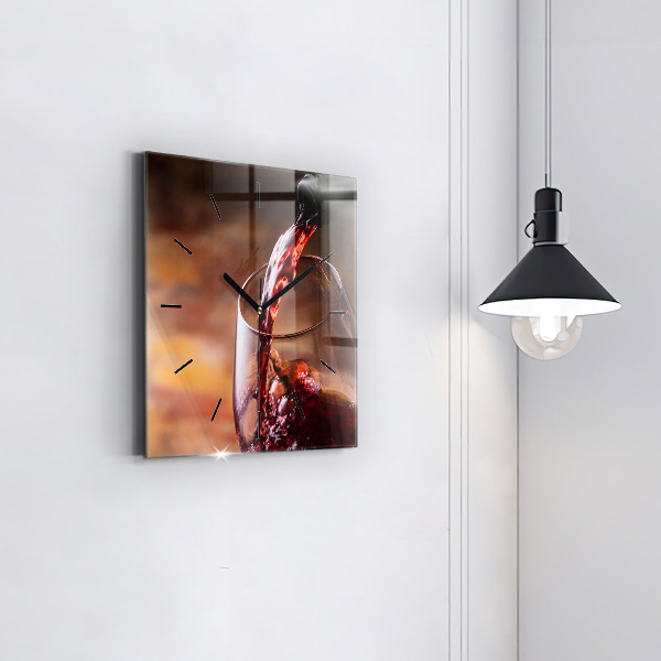 Kwadratowy zegar Kieliszek czerwonego wina