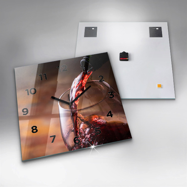 Kwadratowy zegar Kieliszek czerwonego wina