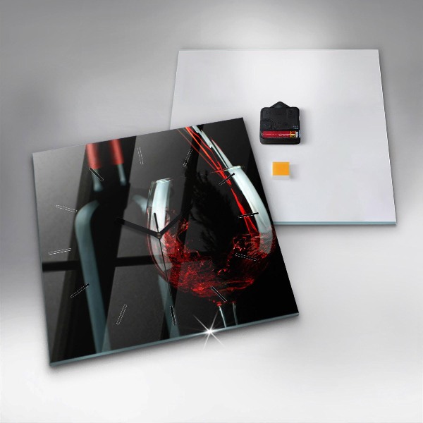 Zegar na ścianę kwadratowy Butelka wina