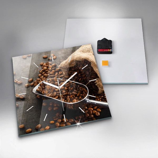 Zegar na ścianę kwadratowy Worek ziaren kawy
