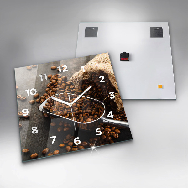 Zegar na ścianę kwadratowy Worek ziaren kawy