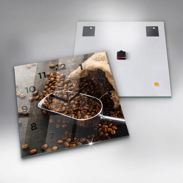 Zegar na ścianę kwadratowy Worek ziaren kawy