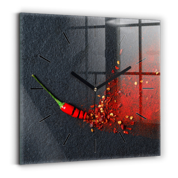 Zegar na ścianę kwadratowy Przyprawa czerwona papryka