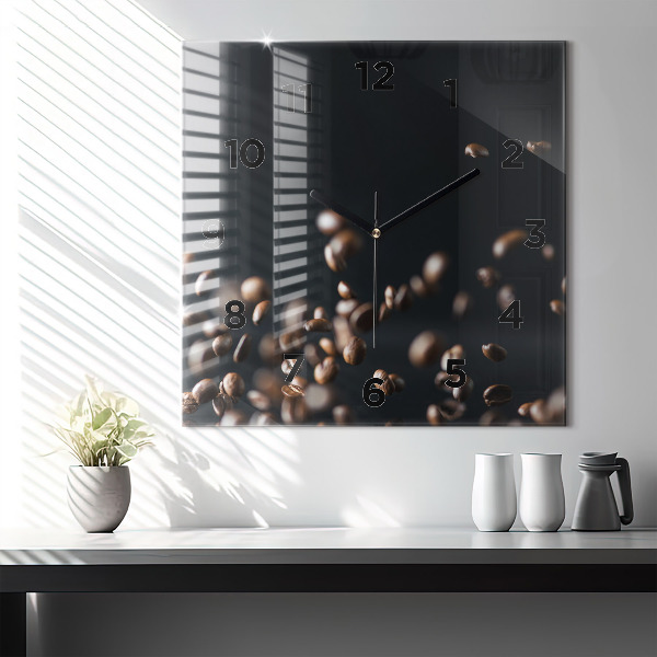Zegar na ścianę kwadratowy Ziarna kawy