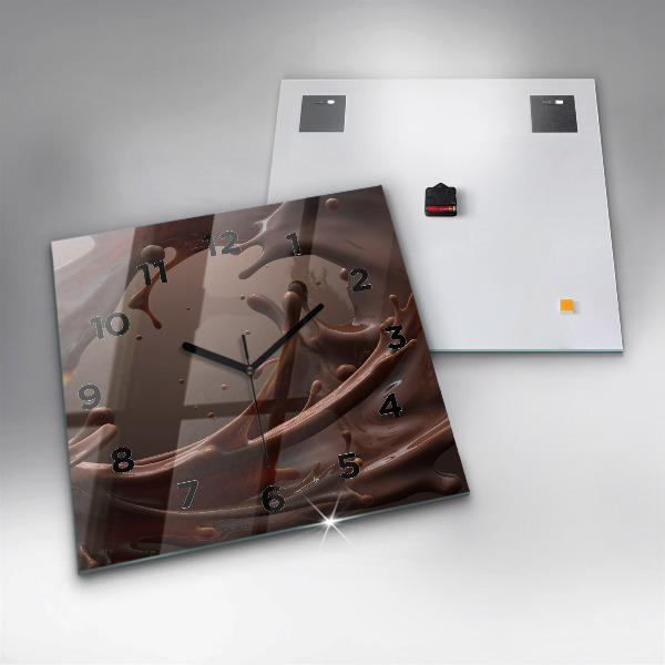 Zegar na ścianę kwadratowy Fale kakao