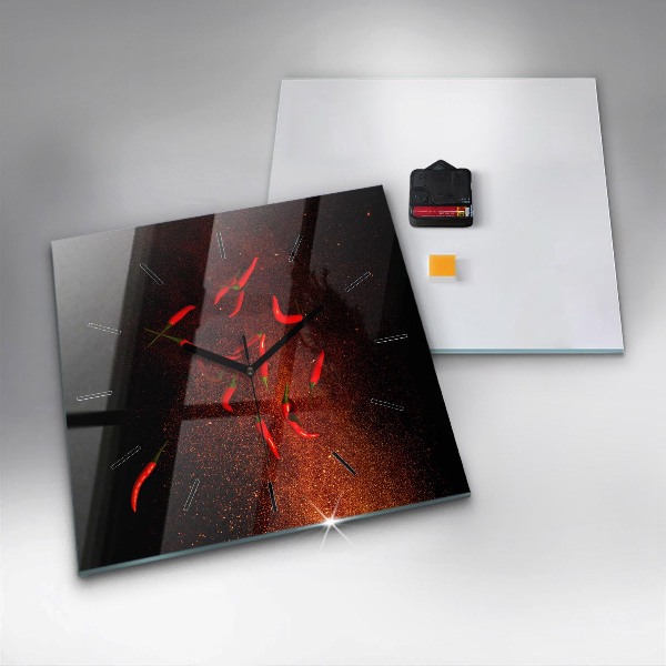 Zegar ścienny kwadratowy Papryczki chili