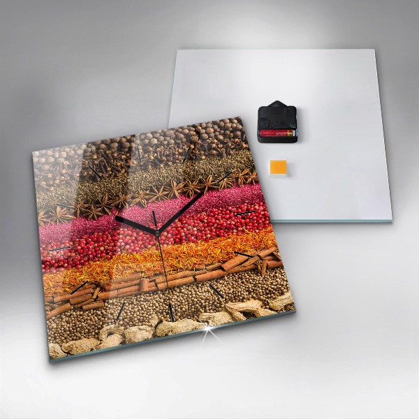 Zegar ścienny kwadratowy Rzędy przypraw