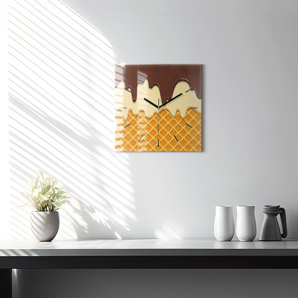 Zegar ścienny kwadratowy Wafelek i lody