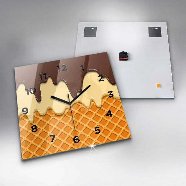 Zegar ścienny kwadratowy Wafelek i lody