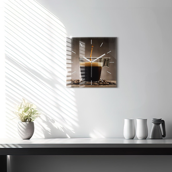Zegar ścienny kwadratowy Kubek kawy