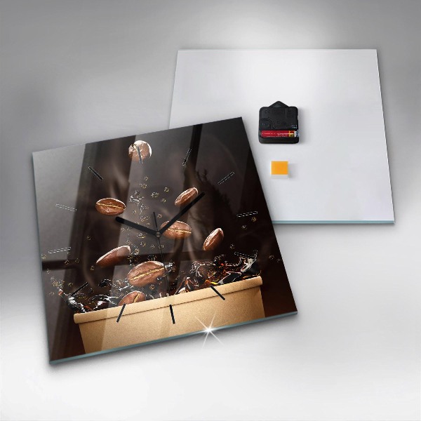 Zegar ścienny kwadratowy Gorąca kawa