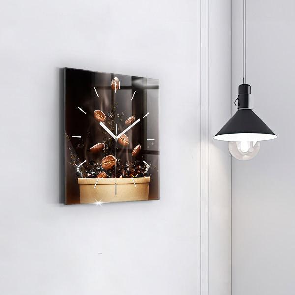 Zegar ścienny kwadratowy Gorąca kawa