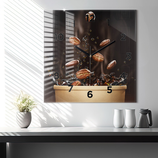 Zegar ścienny kwadratowy Gorąca kawa