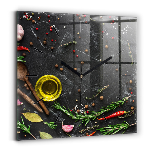 Zegar ścienny kwadratowy Przyprawy na blacie
