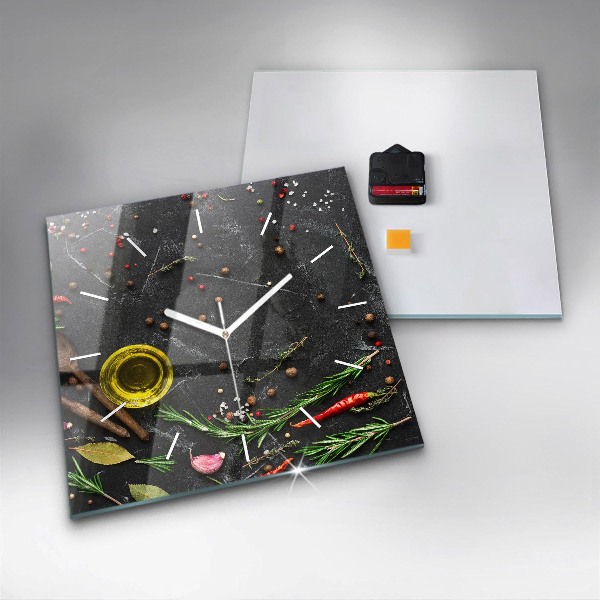 Zegar ścienny kwadratowy Przyprawy na blacie