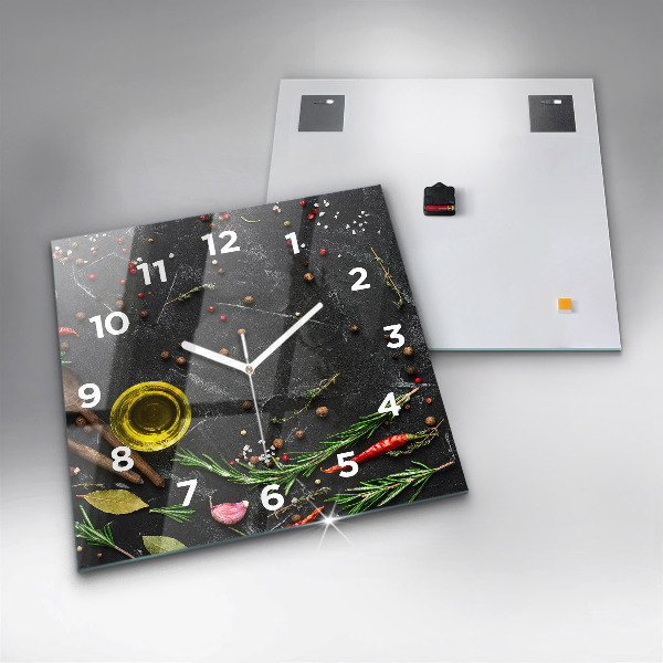 Zegar ścienny kwadratowy Przyprawy na blacie