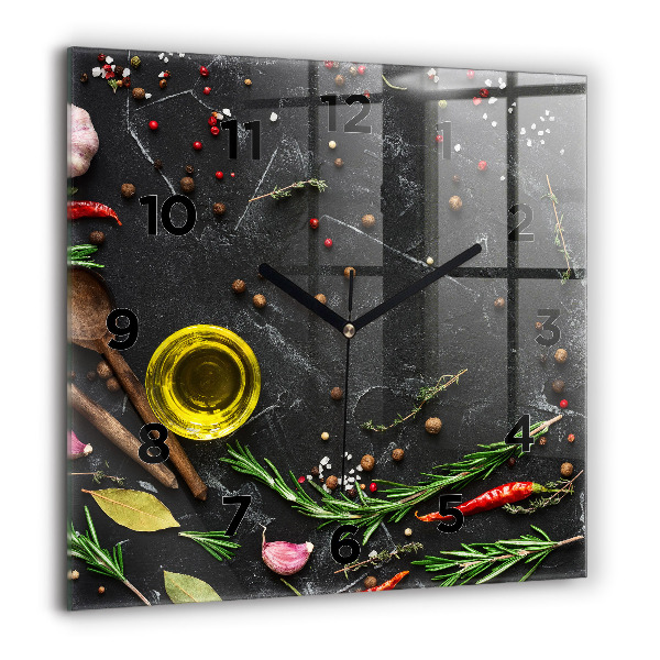 Zegar ścienny kwadratowy Przyprawy na blacie