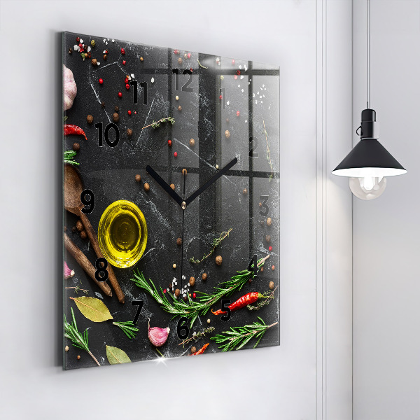 Zegar ścienny kwadratowy Przyprawy na blacie