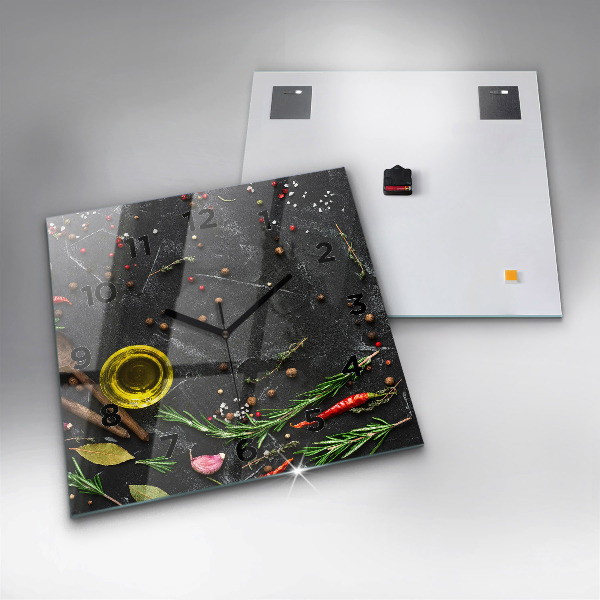 Zegar ścienny kwadratowy Przyprawy na blacie