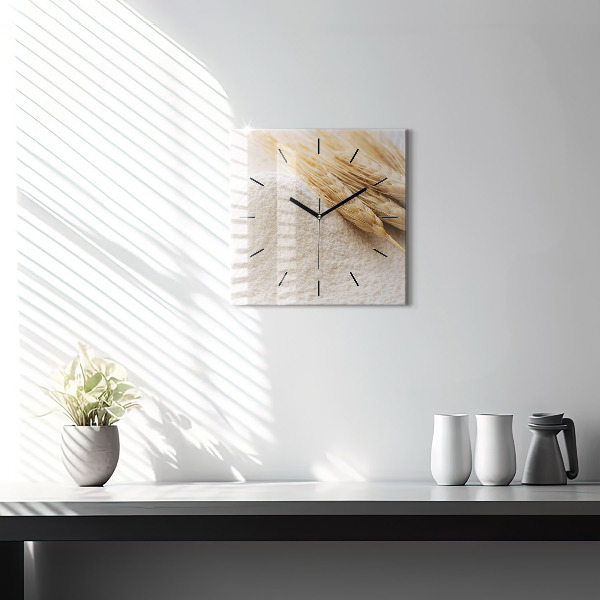 Zegar ścienny kwadratowy Mąka i kłosy zboża
