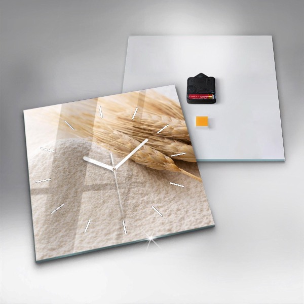 Zegar ścienny kwadratowy Mąka i kłosy zboża