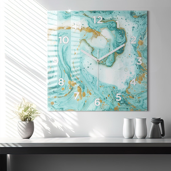 Zegar na ścianę kwadratowy Tekstura marmuru