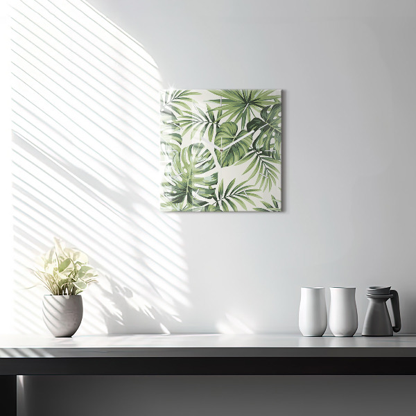 Zegar na ścianę kwadratowy Tropikalny wzór