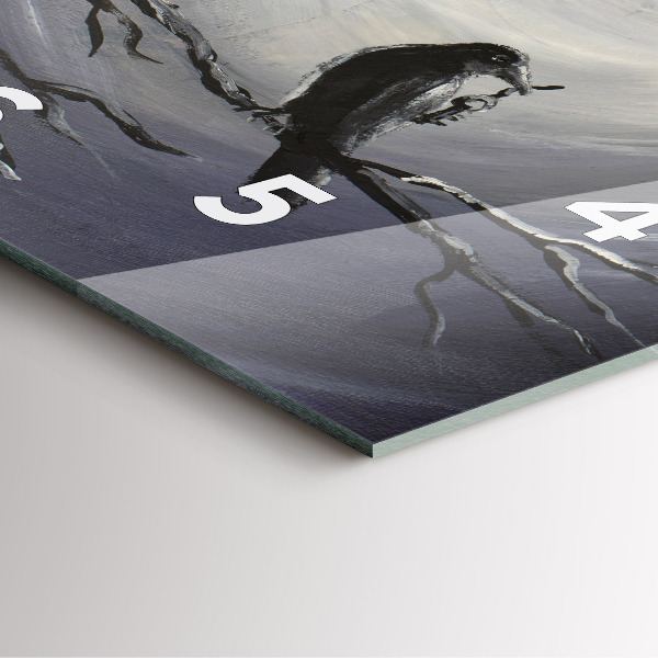 Zegar na ścianę kwadratowy Kruk w świetle księżyca