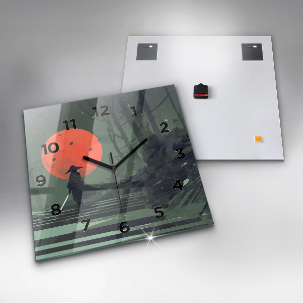 Zegar ścienny kwadratowy Samuraj w lesie