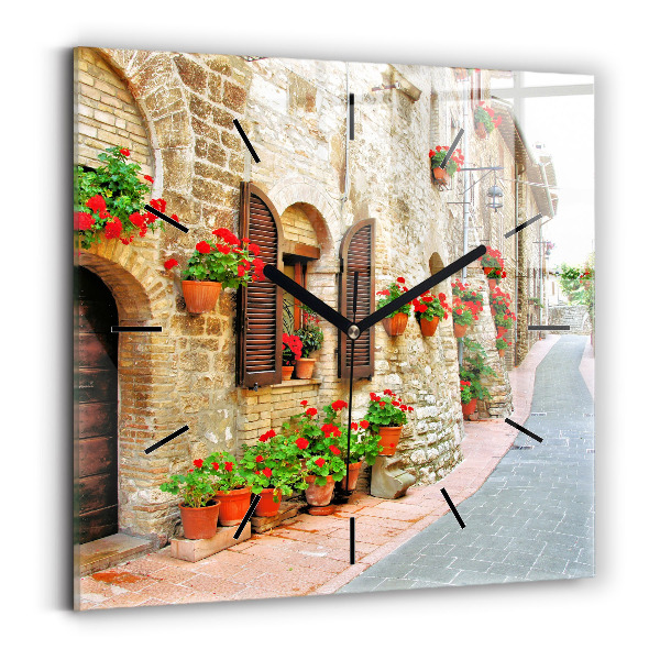 Kwadratowy zegar Malownicza uliczka