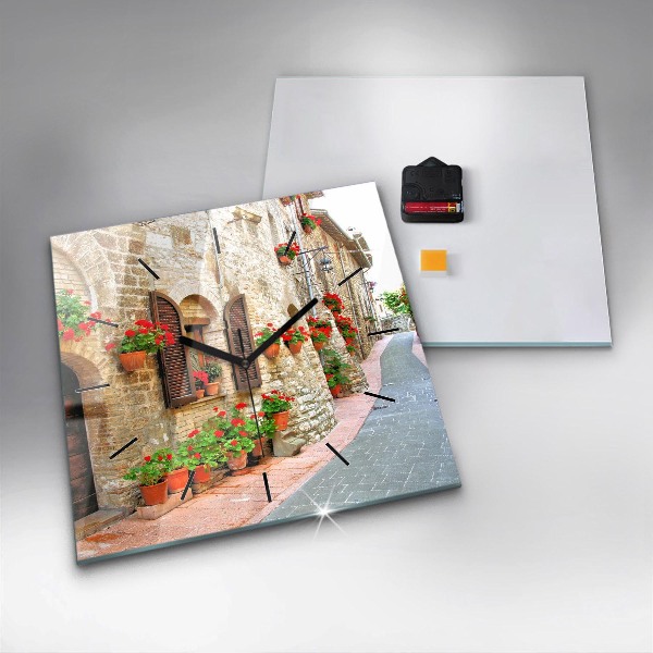 Kwadratowy zegar Malownicza uliczka