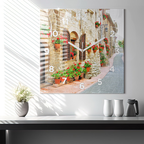 Kwadratowy zegar Malownicza uliczka