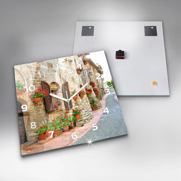 Kwadratowy zegar Malownicza uliczka