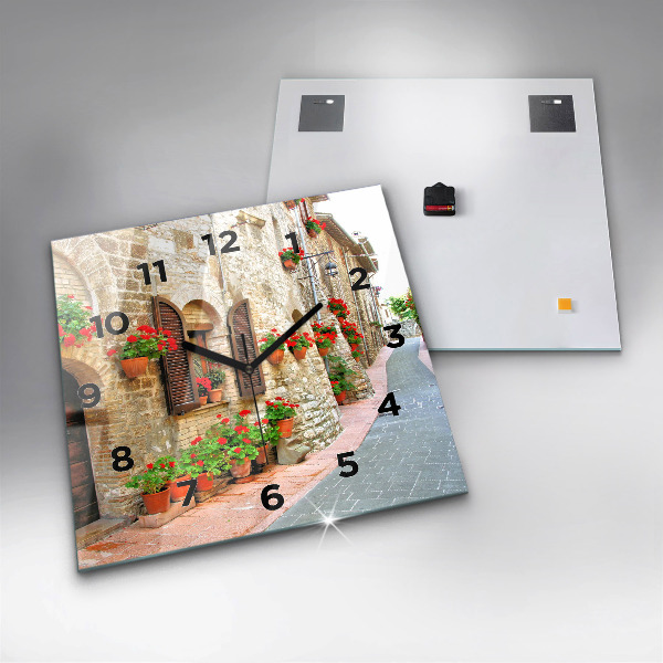 Kwadratowy zegar Malownicza uliczka