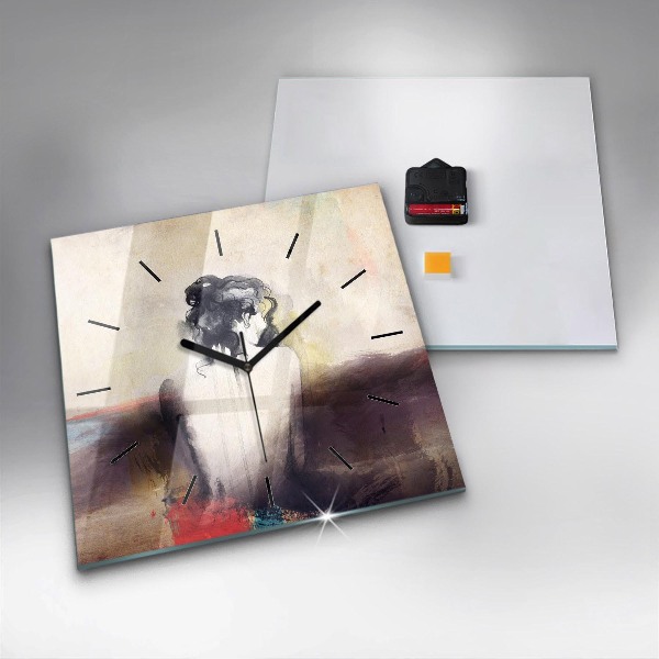 Kwadratowy zegar Abstrakcja portret kobiety