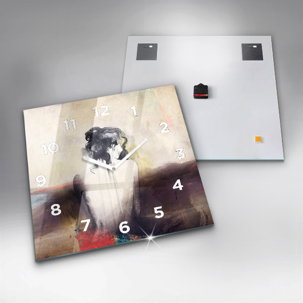 Kwadratowy zegar Abstrakcja portret kobiety