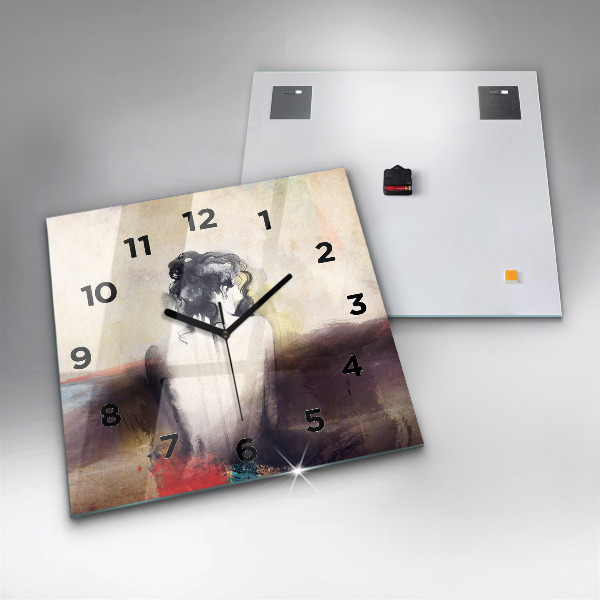 Kwadratowy zegar Abstrakcja portret kobiety