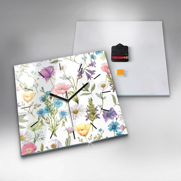 Kwadratowy zegar Kompozycja Kwiatów