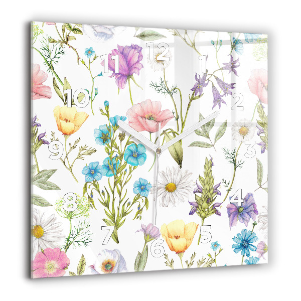 Kwadratowy zegar Kompozycja Kwiatów